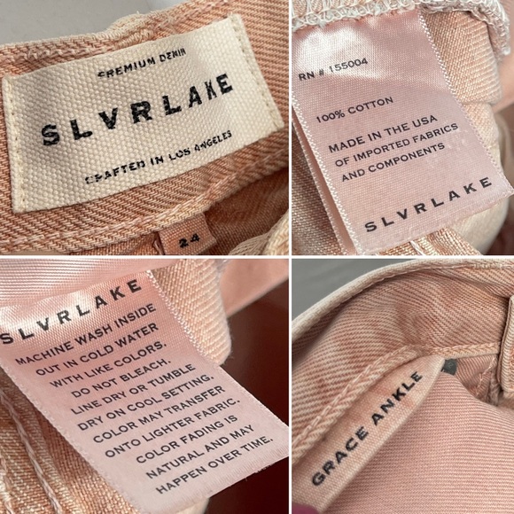 SLVRLAKE Grace High Rise Ankle Jeans Size 24 Dusty Pink Coral Wide Leg USA Made - Picture 8 of 16